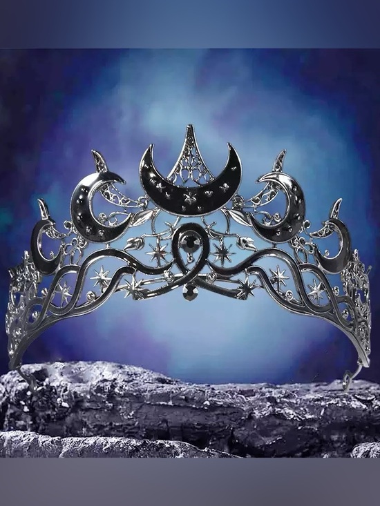 Silver Moon & Star Metal Tiara Hair Accessory